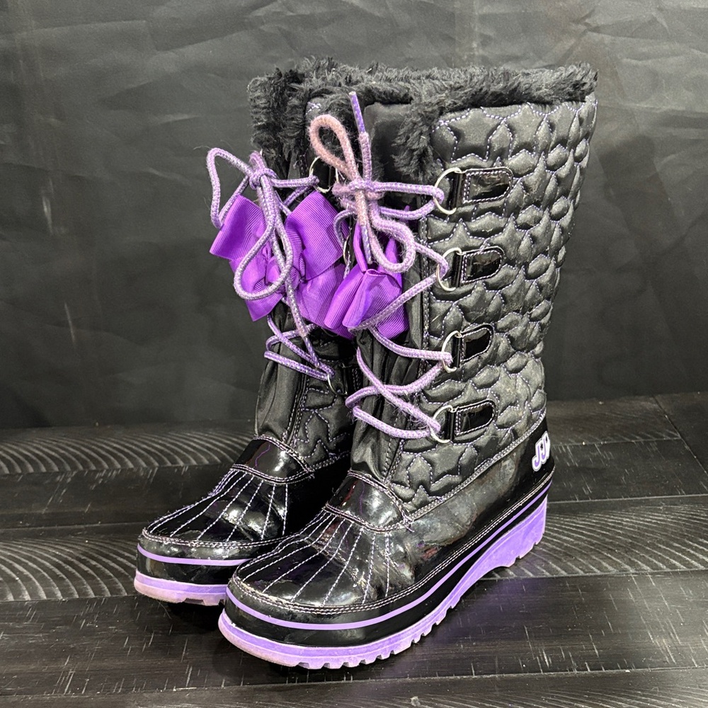 JoJo Siwa Black and Purple Kids Rain & Snow Boots